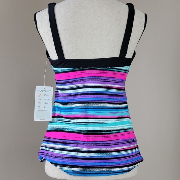 ZeroXposur Sun Smart Multi Color Print UPF 30+ Tankini Swim Top Sz L NEW - Picture 3 of 15